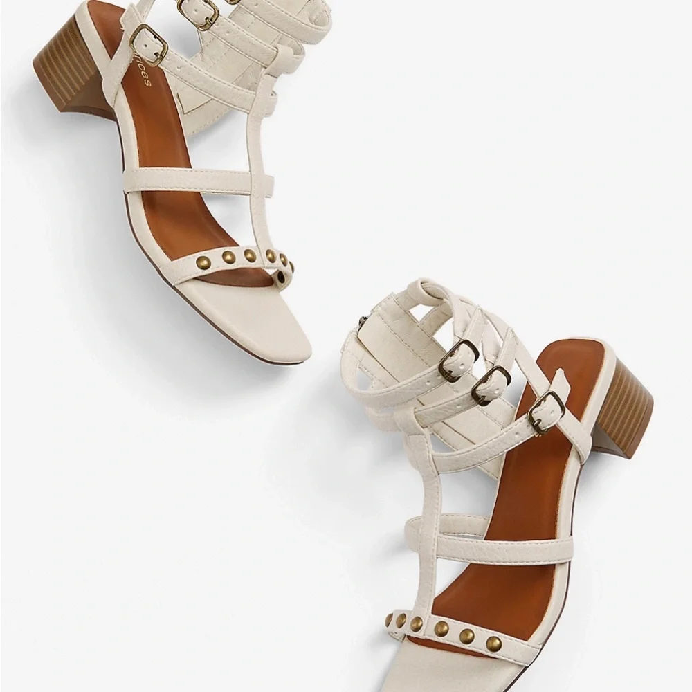 Paisley Block Heels with Studs and Buckles - Picture 2 of 4